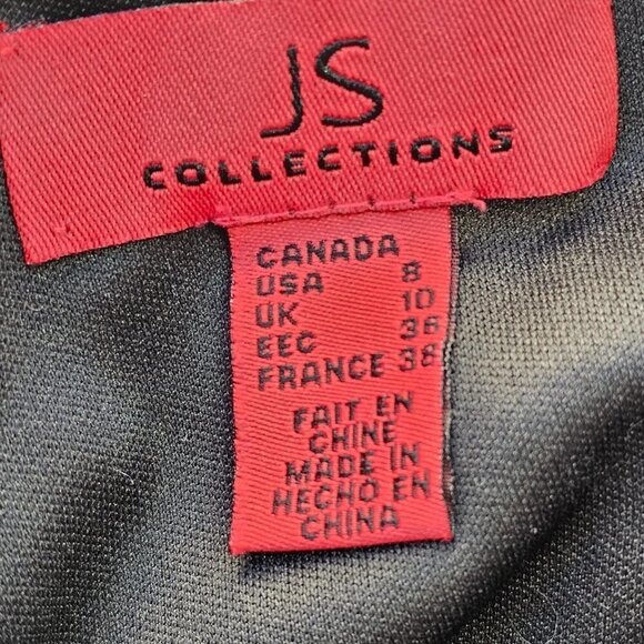 JS Collections Spaghetti Strap Layered Sheath Black Silver Metallic Womens 8 NWT - Picture 6 of 12